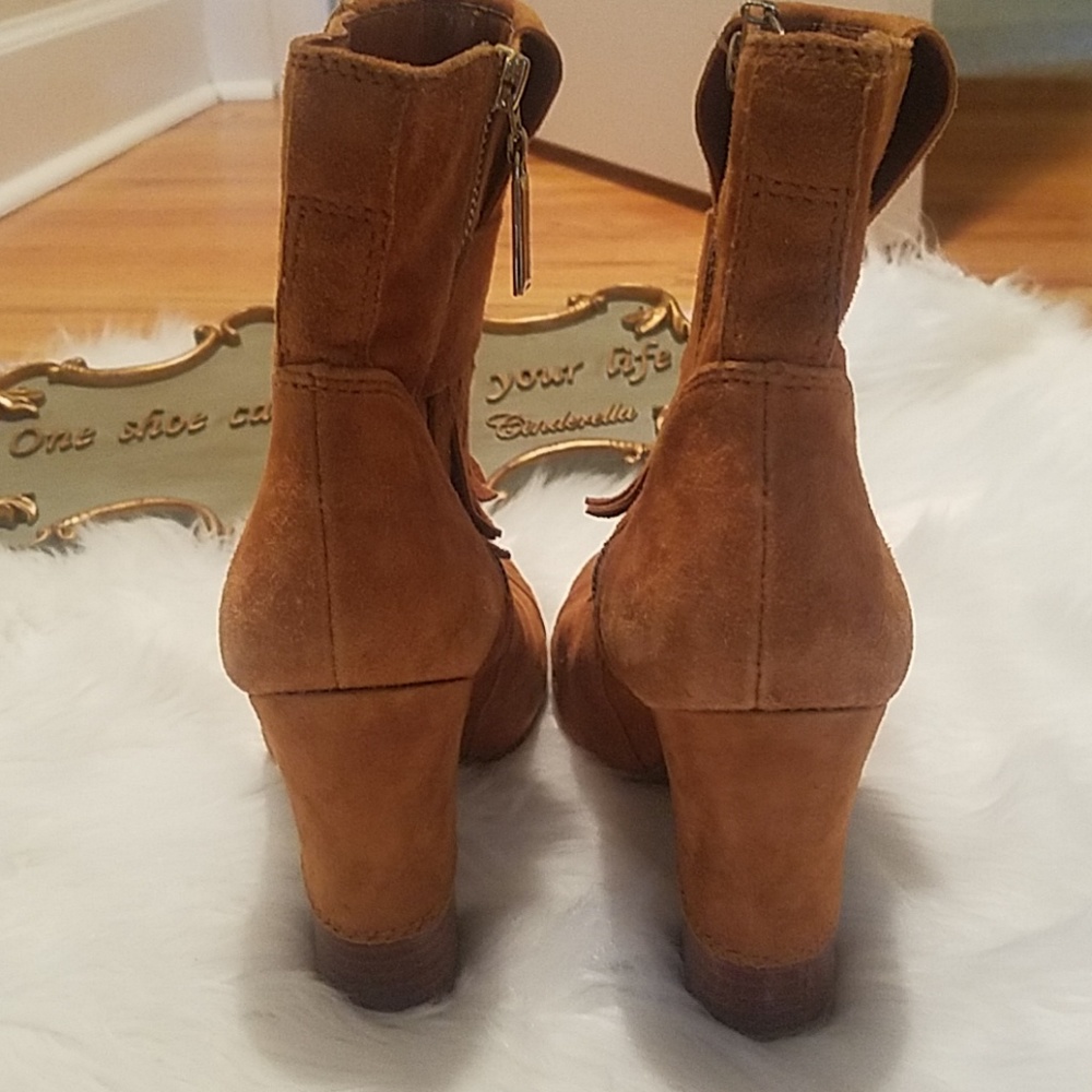 BCBG Brown Suede Fringe Boots - Picture 3 of 8